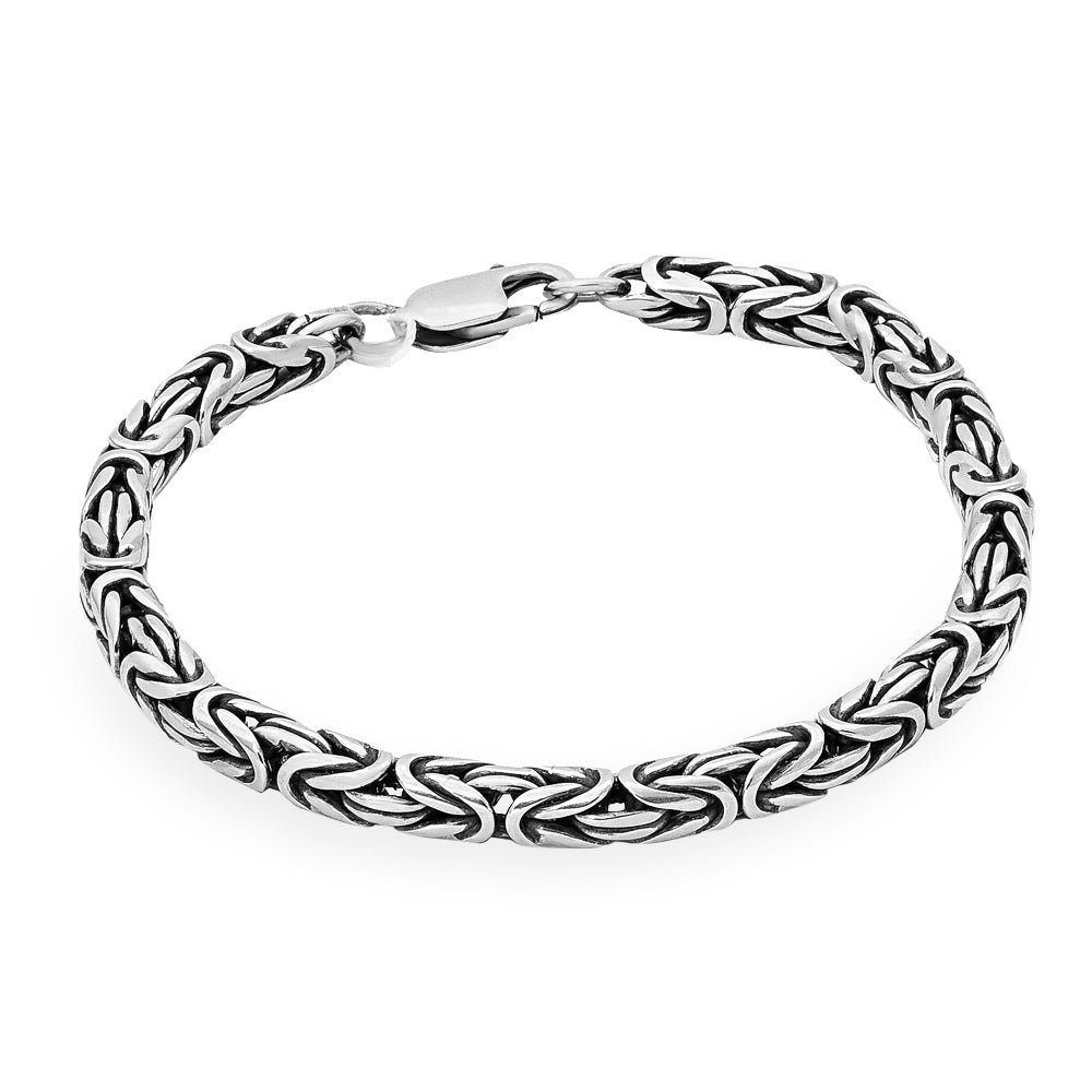 Solid Sterling Silver Mens Heavy Bali Byzantine King Bracelet Chain Li ...