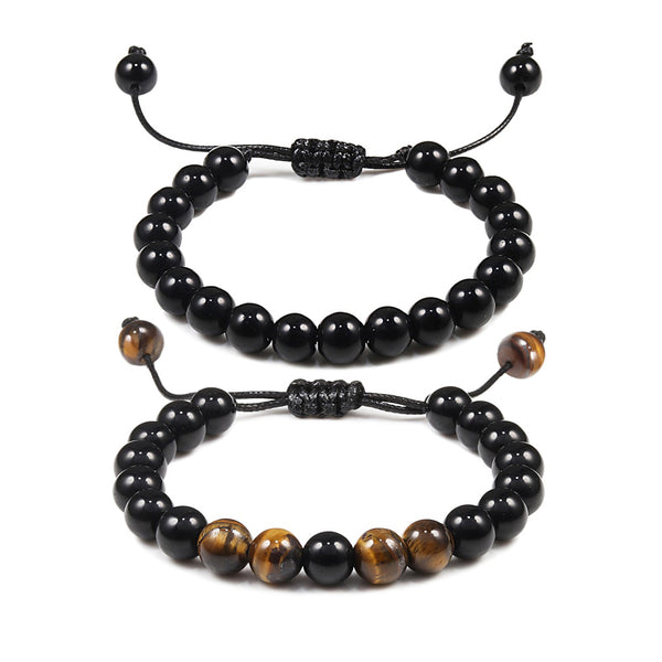 Dropship 4PCS Bead Bracelet For Men Women Black Matte Onyx Tiger Eye Crown  King Panther Charm Elastic Lava Rock Volcanic Stone Beads Set Adjustable to  Sell Online at a Lower Price