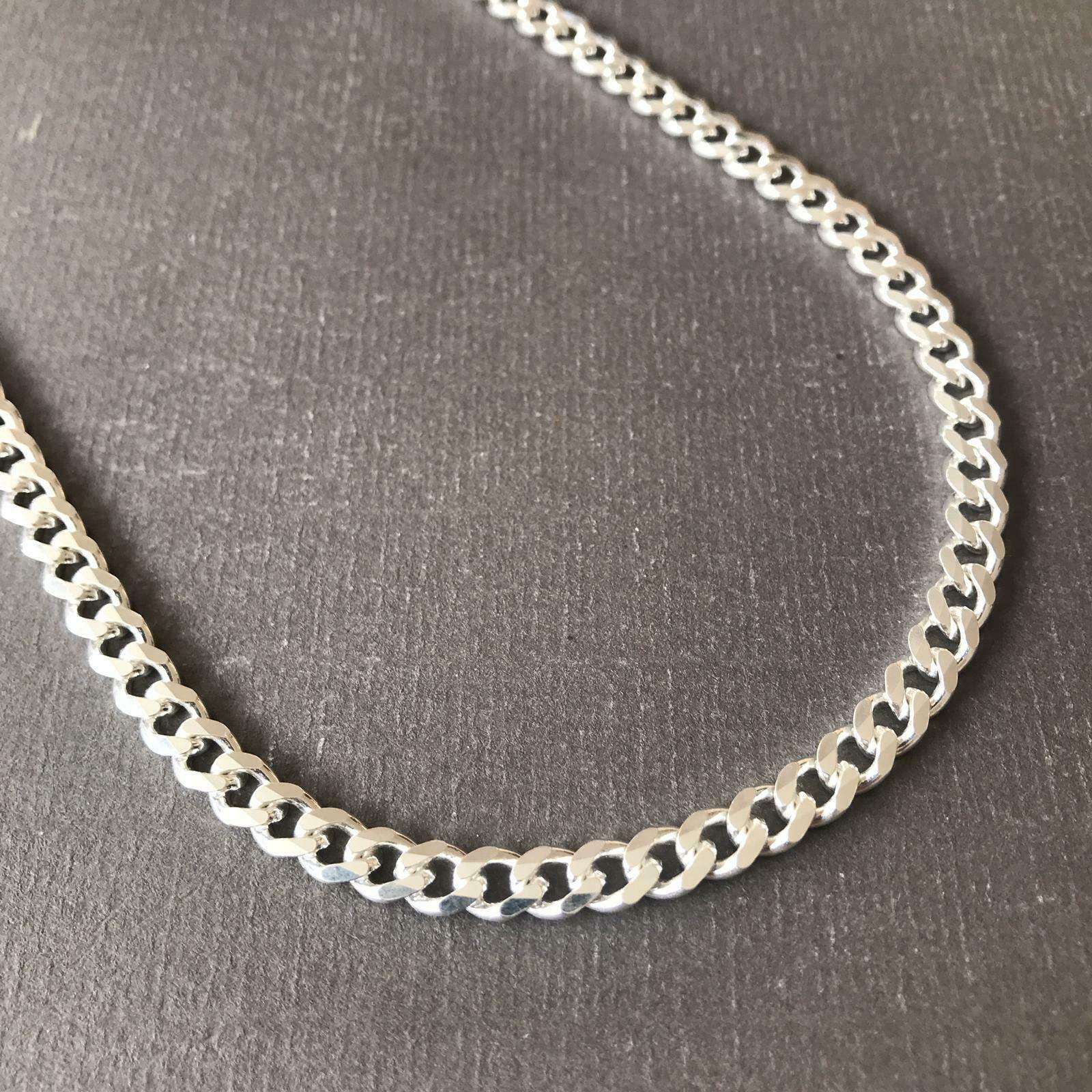 22 Inch 925 Sterling Silver Mens Hip Hop Cuban Link Chain Necklaces 4 ...
