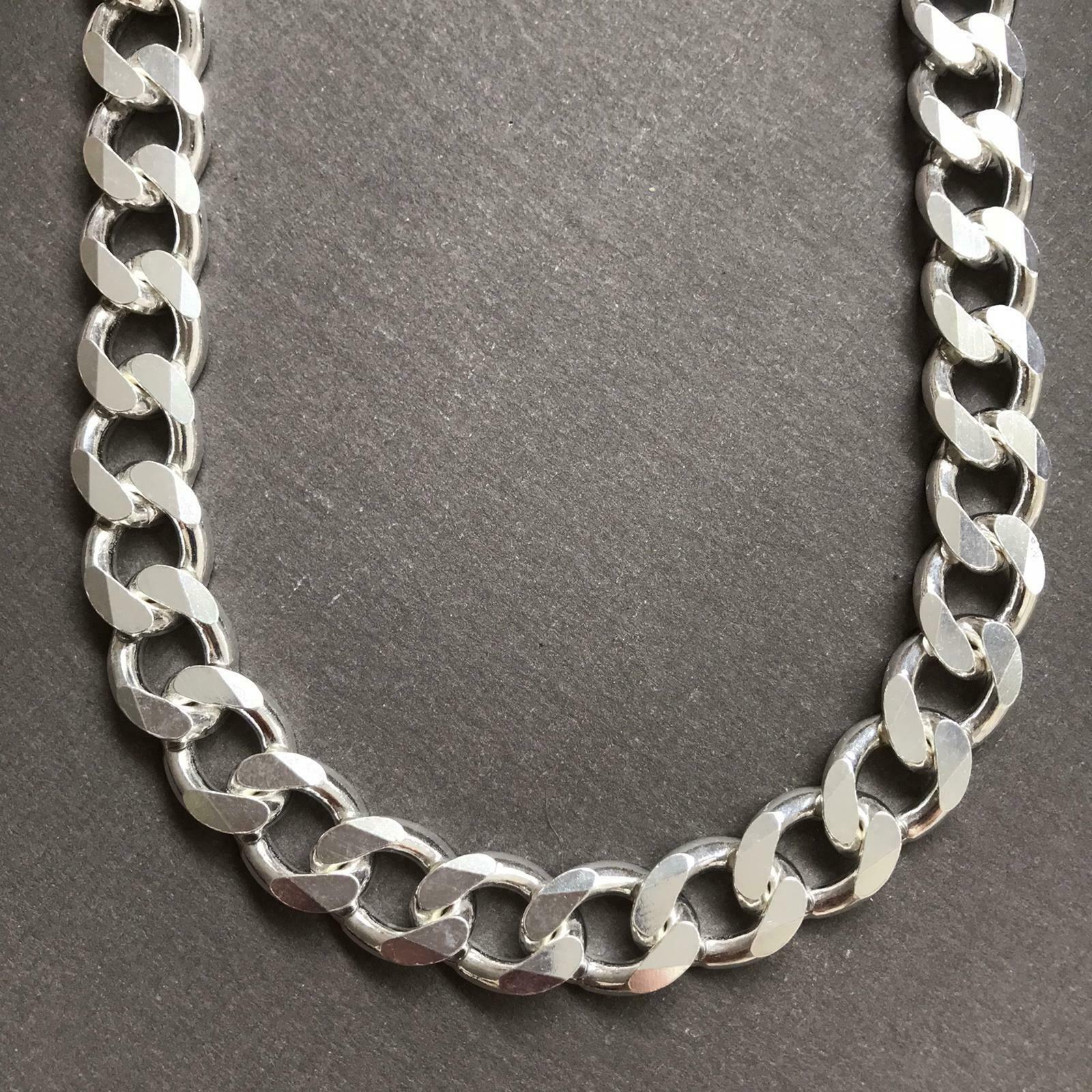 925 Sterling Silver Mens Cuban Tight Curb Link Chain Necklace 14mm 152 J F M 