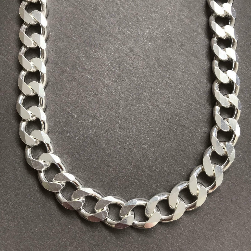 925 Sterling Silver Mens Cuban Tight Curb Link Chain Necklace 14mm ...
