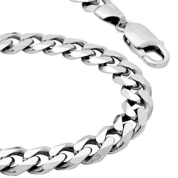 Amazon.com: 16mm Sterling Silver Graduated Miami Cuban Link Bracelet for  Men Tight Link Monogrammable Box Clasp Polished Finish Handmade 8 inch:  Clothing, Shoes & Jewelry