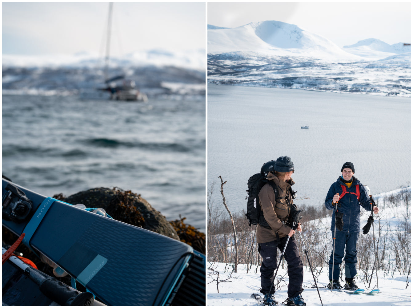 A collage included a close up of Renoun's Citadel 106, and Max and his crew ski touring in the Lyngen Alps.