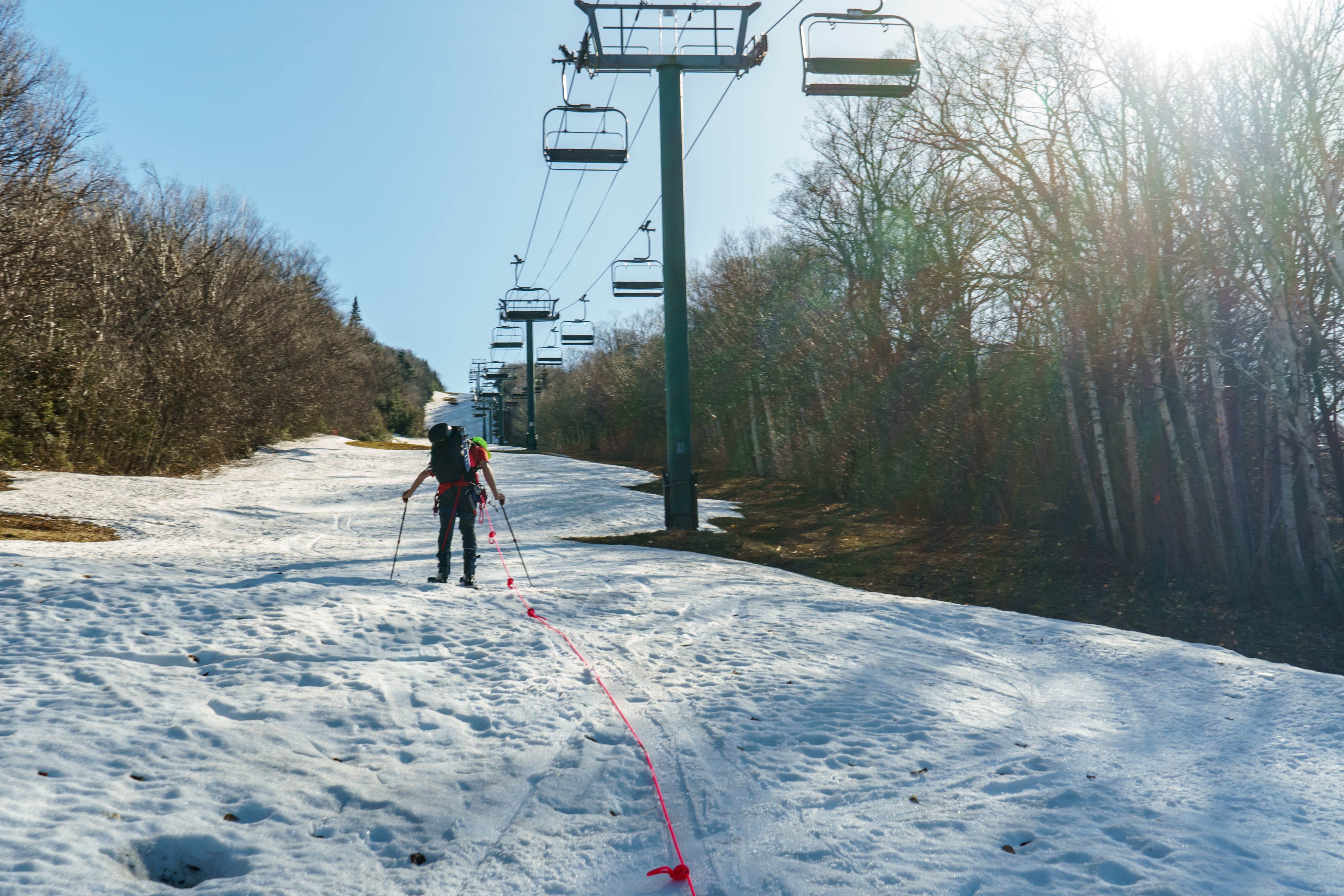 Adam and Caleb touring up Mt. Ellen at Sugarbush Mountain Resort this spring.