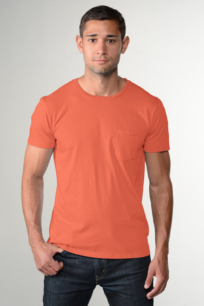 Coral Fitted Pocket T-Shirt Made in USA – Hugh & Crye