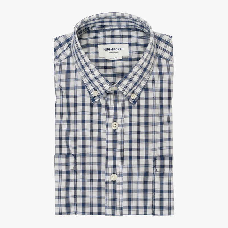 White blue check brushed twill shirt - Pullman