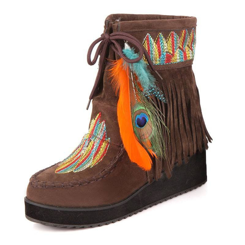 indian style boots with fringe