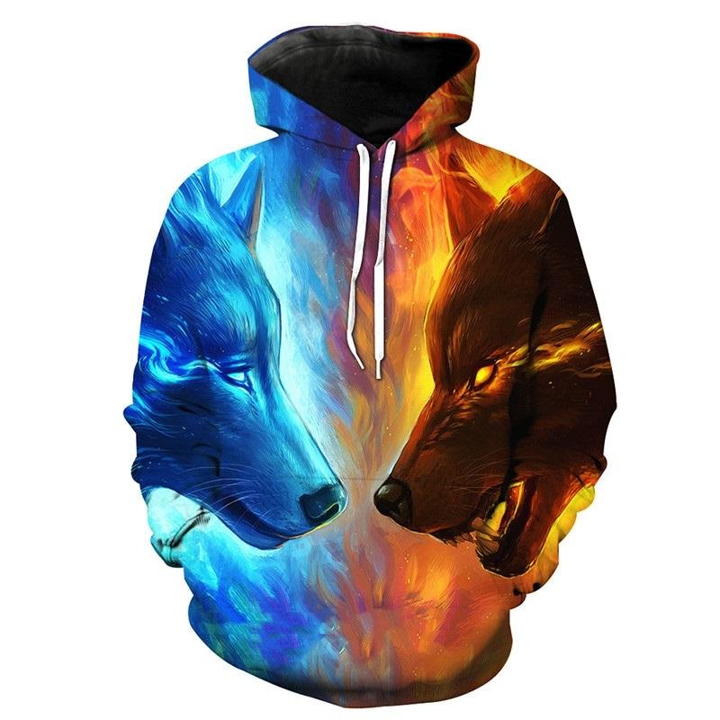 3d galaxy wolf hoodie