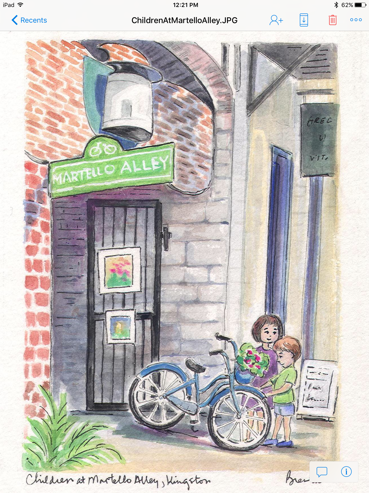 Children at Martello Alley - small card by Brenda Bielicki