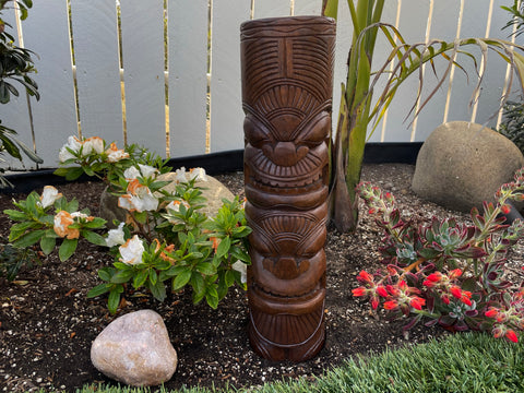 Kane & Kanaloa Stained Tiki Totem - Makana Hut