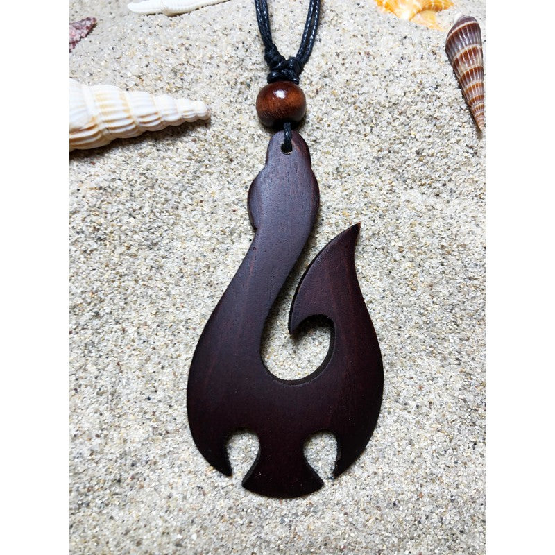 Bone Carving Maori Style Fish Hook Hei Matau Necklace - XKCHIEF