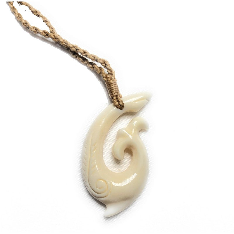 humpback whale bone fish hook pendant