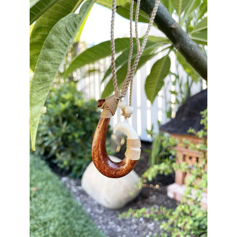 Glossy Koa Wood Hand Carved Maui Fish Hook manaiakani Makua