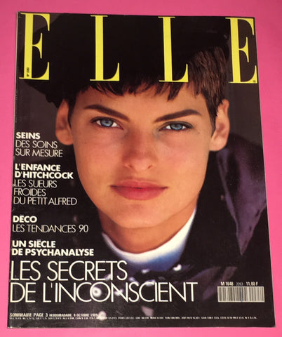ELLE France Magazine October 1989 LINDA EVANGELISTA Claudia Schiffer E ...