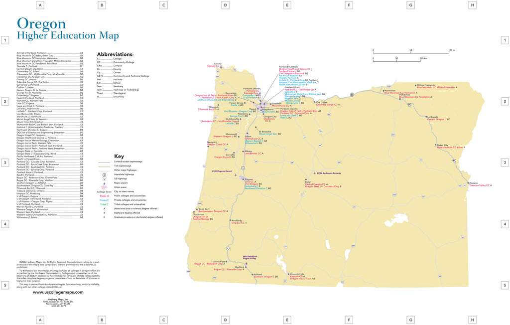 colleges in oregon map Reference Tagged Colleges Hedberg Maps colleges in oregon map