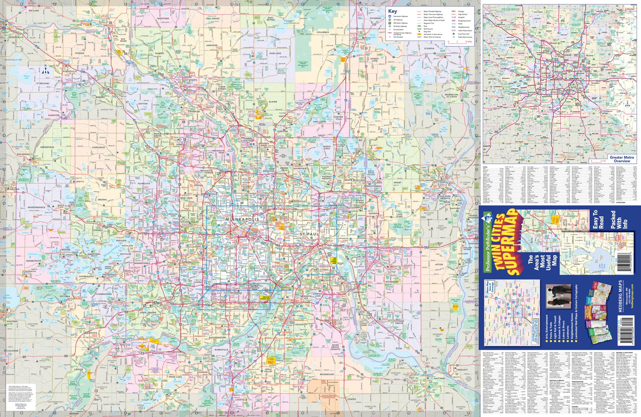 Map Of Twin Cities Twin Cities Supermap (Minneapolis-St Paul) – Hedberg Maps