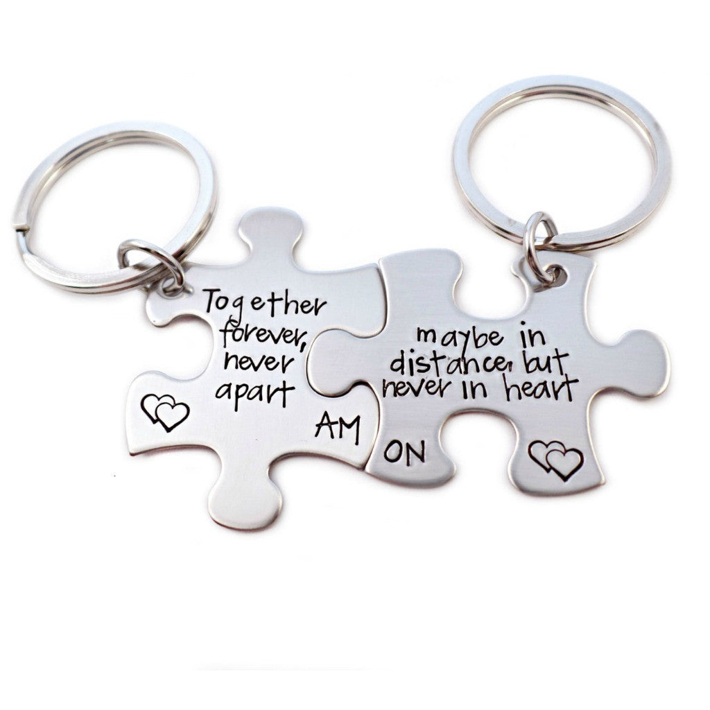 PERSONALIZED INITIAL PUZZLE PIECE KEYCHAIN SET - TOGETHER ...