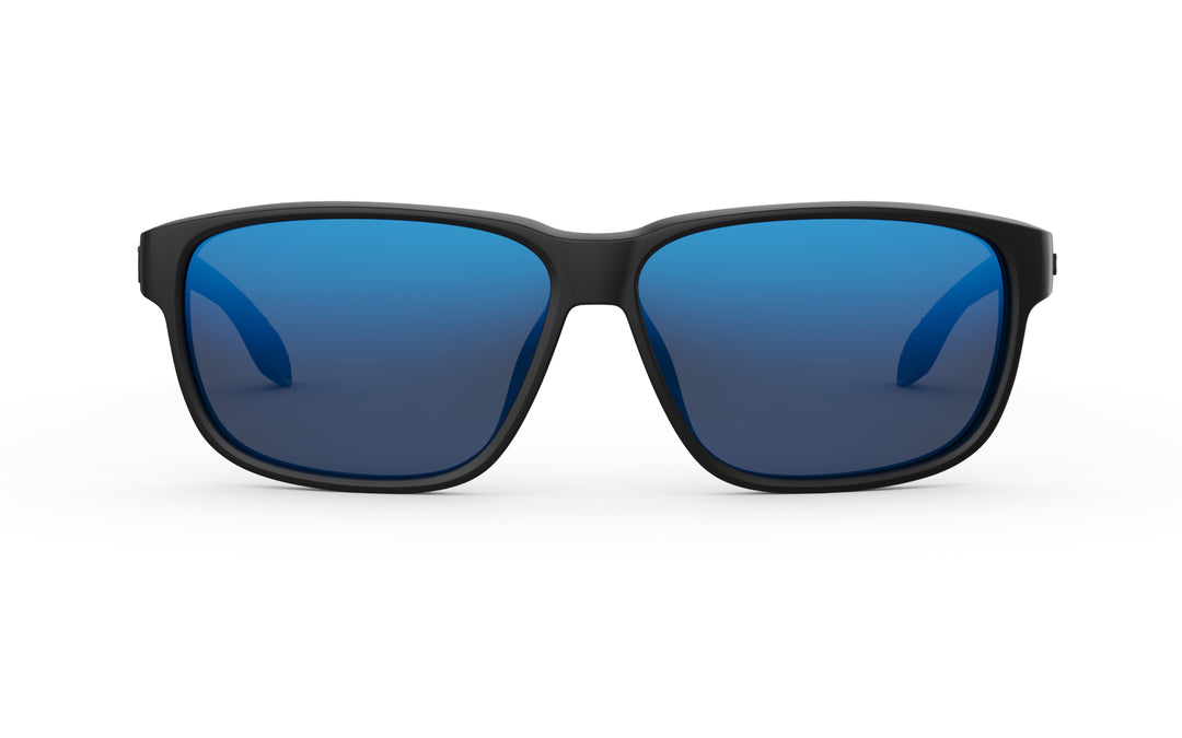 Charleston Men's Polarized Black Sport Mirrored Sunglasses (Blue Lens or Green) Blue Lens