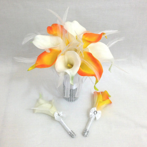 Sunrise Fiery Elegance Real Touch Calla Lily Bridal Wedding