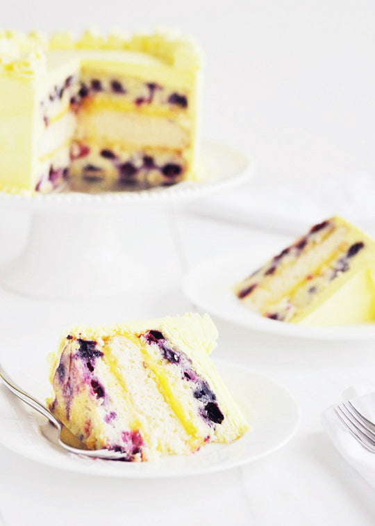 Triple-Lemon Blueberry Cake via Sweetapolita