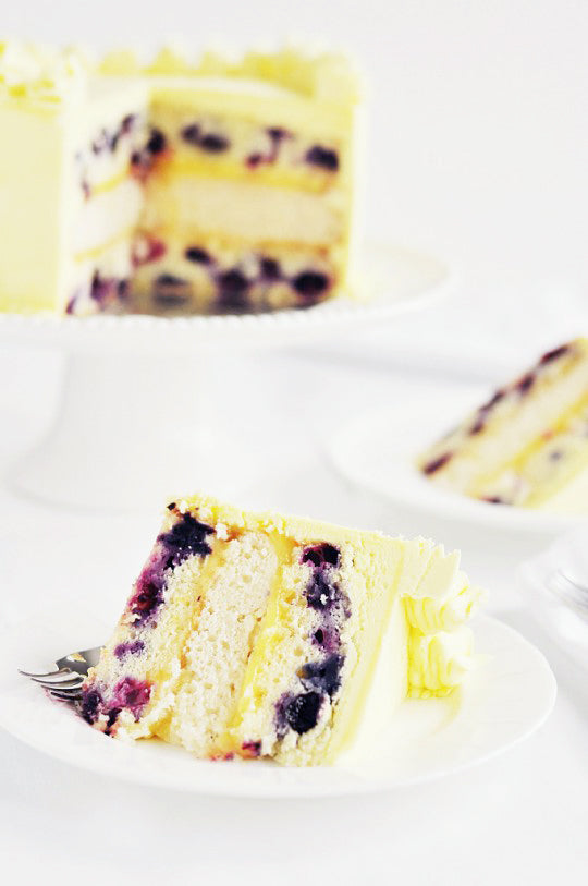 Triple-Lemon Blueberry Cake via Sweetapolita