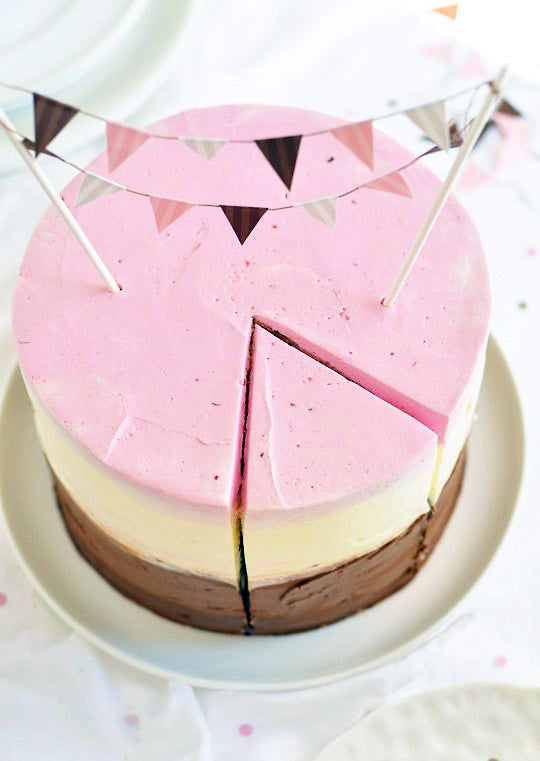 Raspberry Neapolitan Cake via Sweetapolita