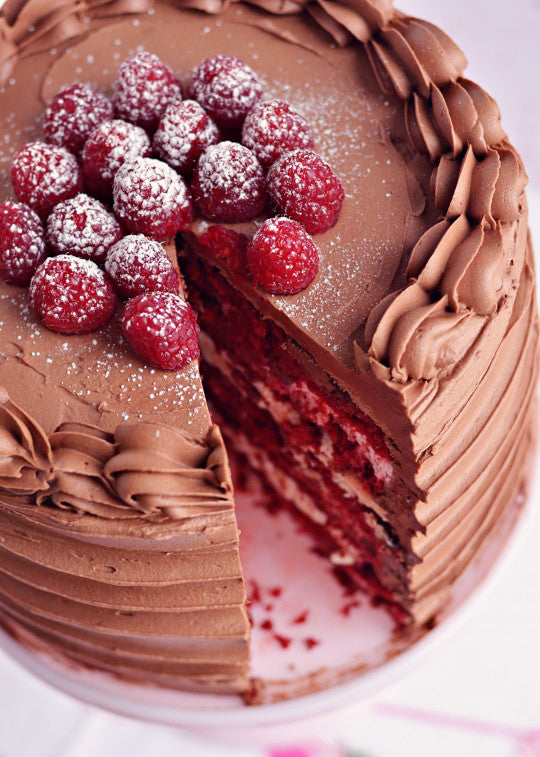 Red Velvet & Raspberry Supreme Cake via Sweetapolita