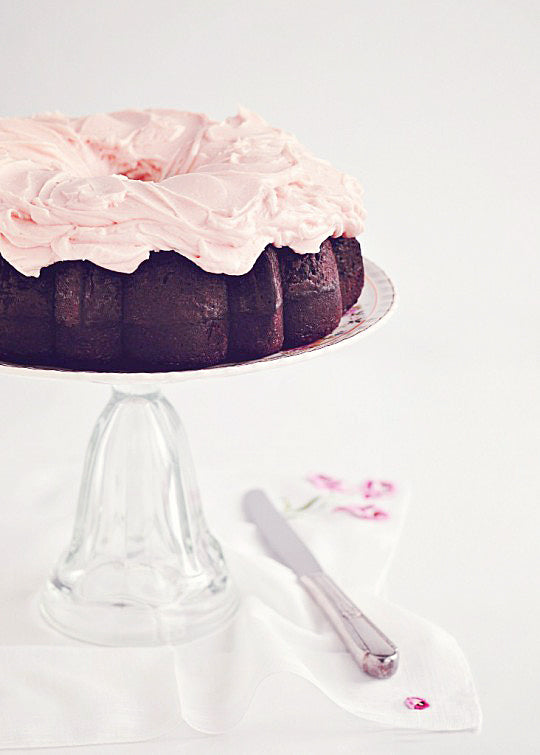 Dark Chocolate & Rosewater Chiffon Cake via Sweetapolita