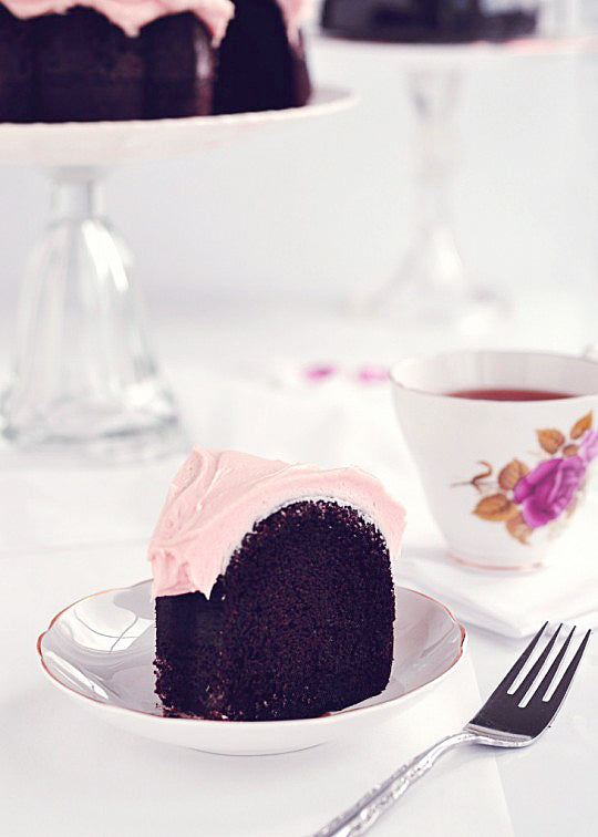 Dark Chocolate & Rosewater Chiffon Cake via Sweetapolita