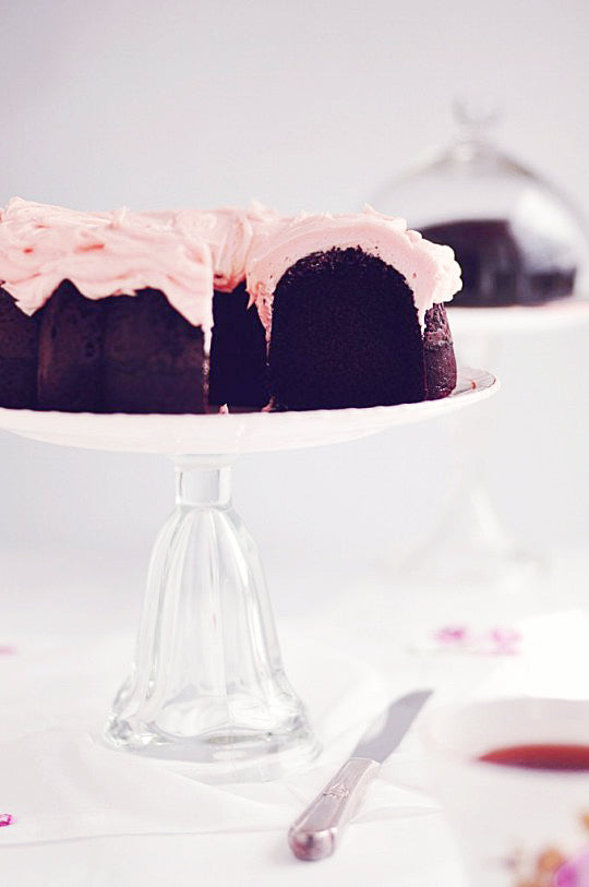 Dark Chocolate & Rosewater Chiffon Cake via Sweetapolita