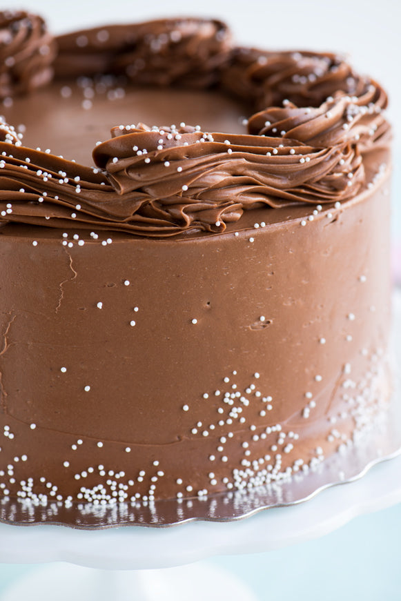 Buttermilk Birthday Cake with Malted Chocolate Frosting by Sweetapolita