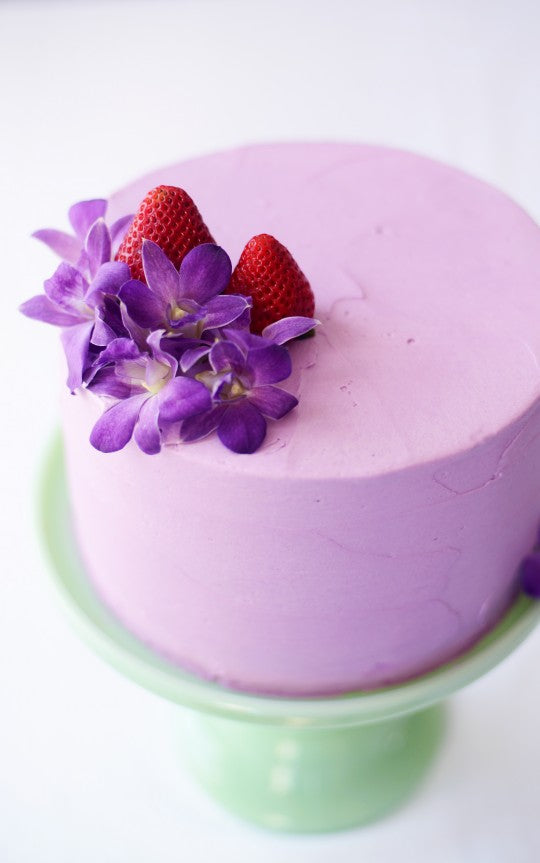 Lavender & Strawberry Buttermilk Cake via Sweetapolita