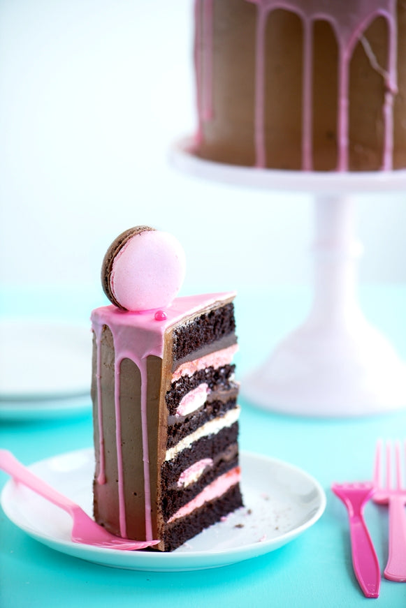 Neapolitan Macaron Delight Cake via Sweetapolita