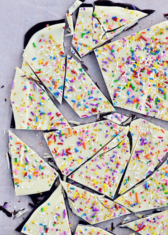 Cake Batter & Sprinkle Bark via Sweetapolita