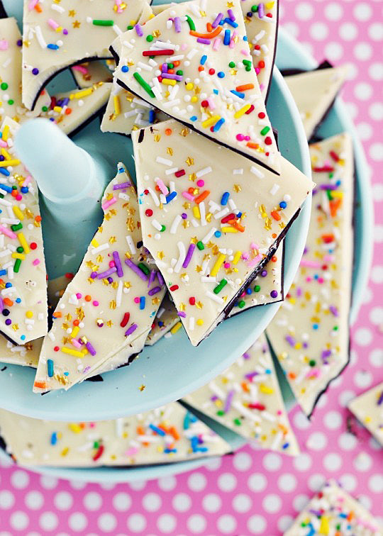 Cake Batter & Sprinkle Bark via Sweetapolita