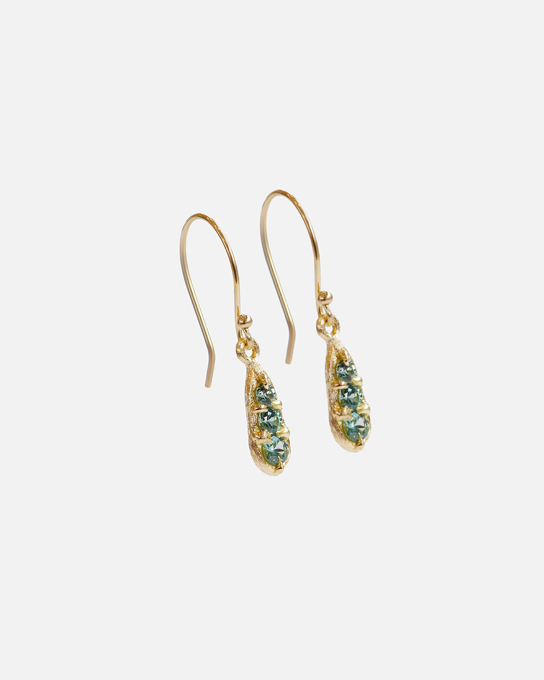 Silk / Blue Green Sapphire Earrings