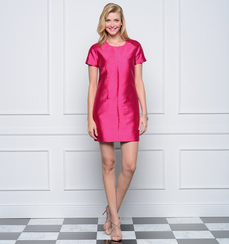 Jane Summers Fuschia Dani short sleeve aline engagement party, bridal shower, bridesmaid luncheon and rehearsal dinner dress