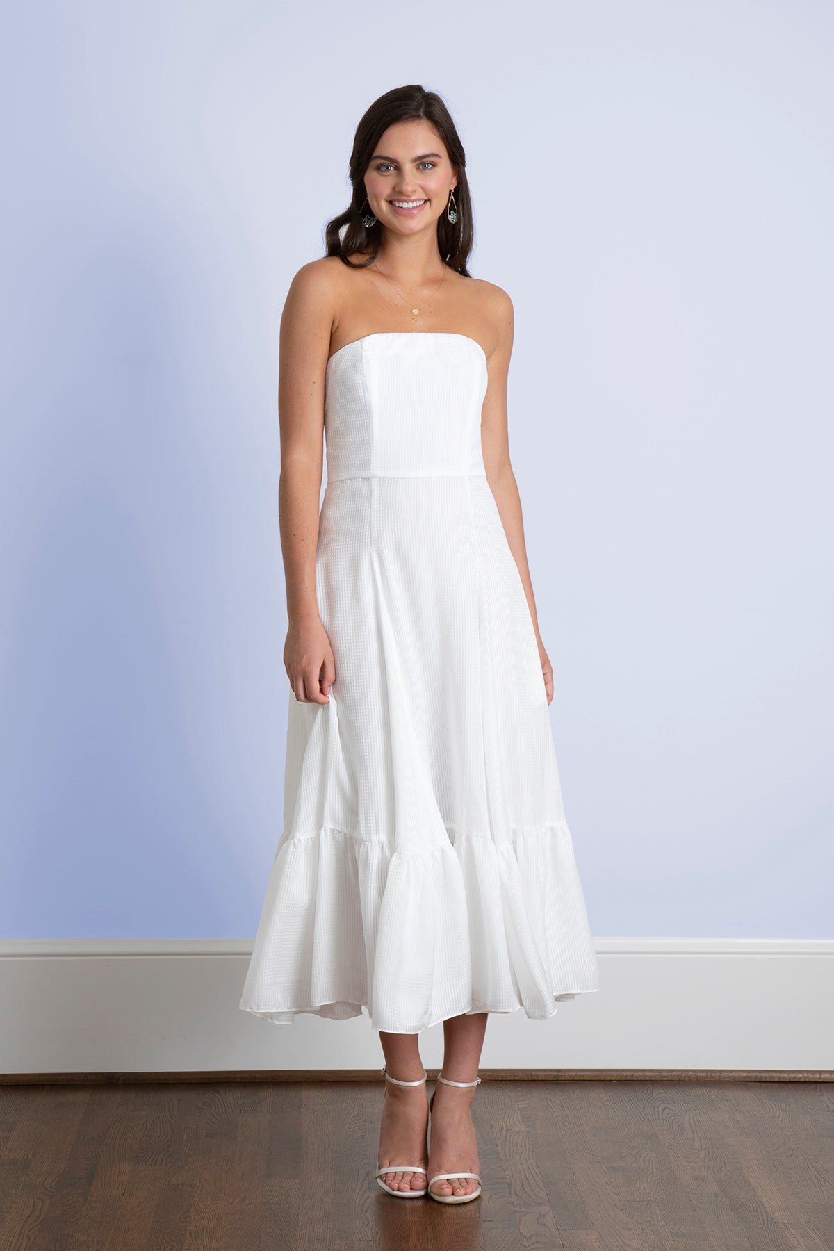 White Broderie Strapless Dress by FS Collection