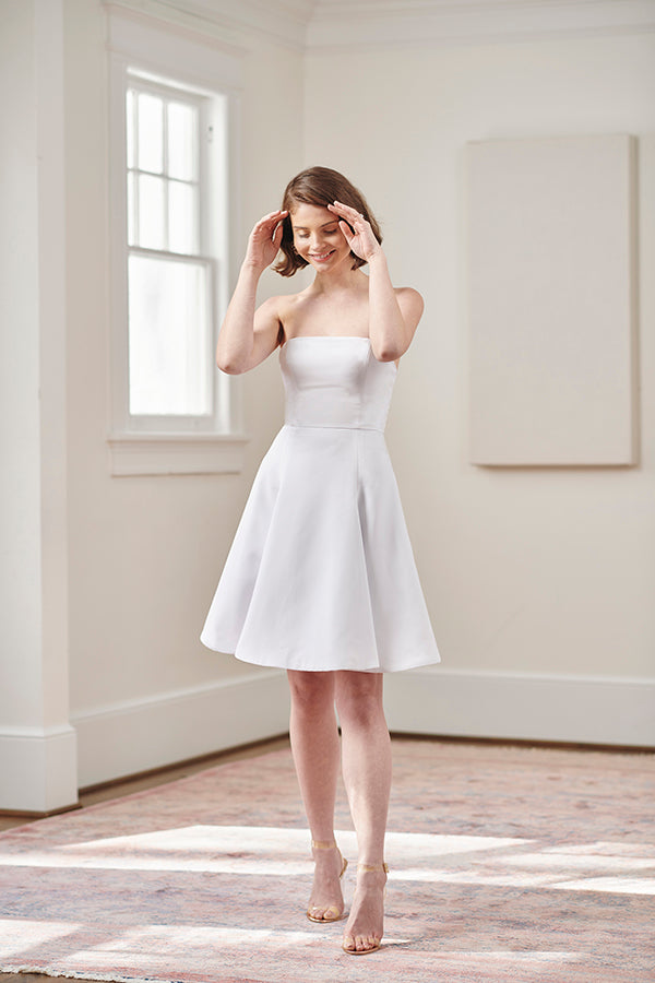 Jacqueline Strapless Little White Rehearsal and Casual Wedding Dress