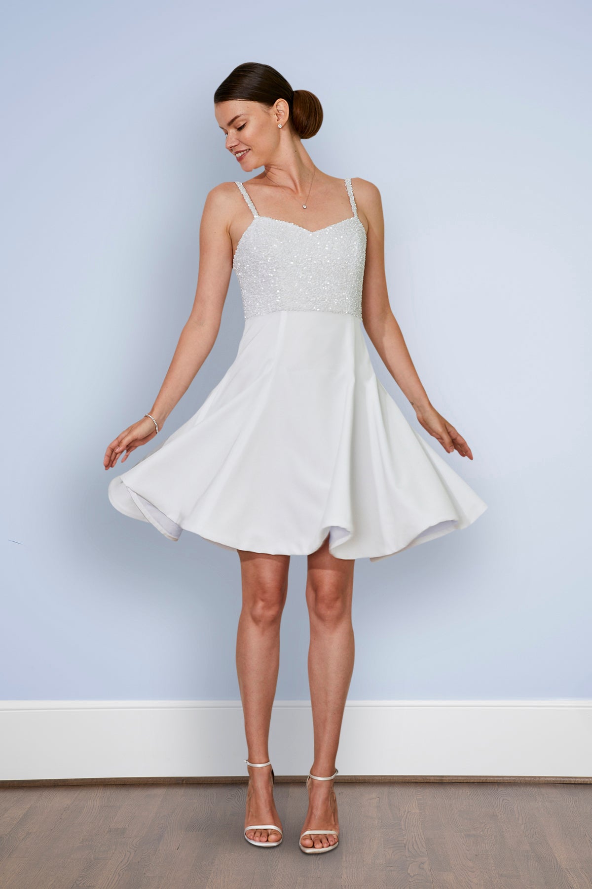 sequin white dress short