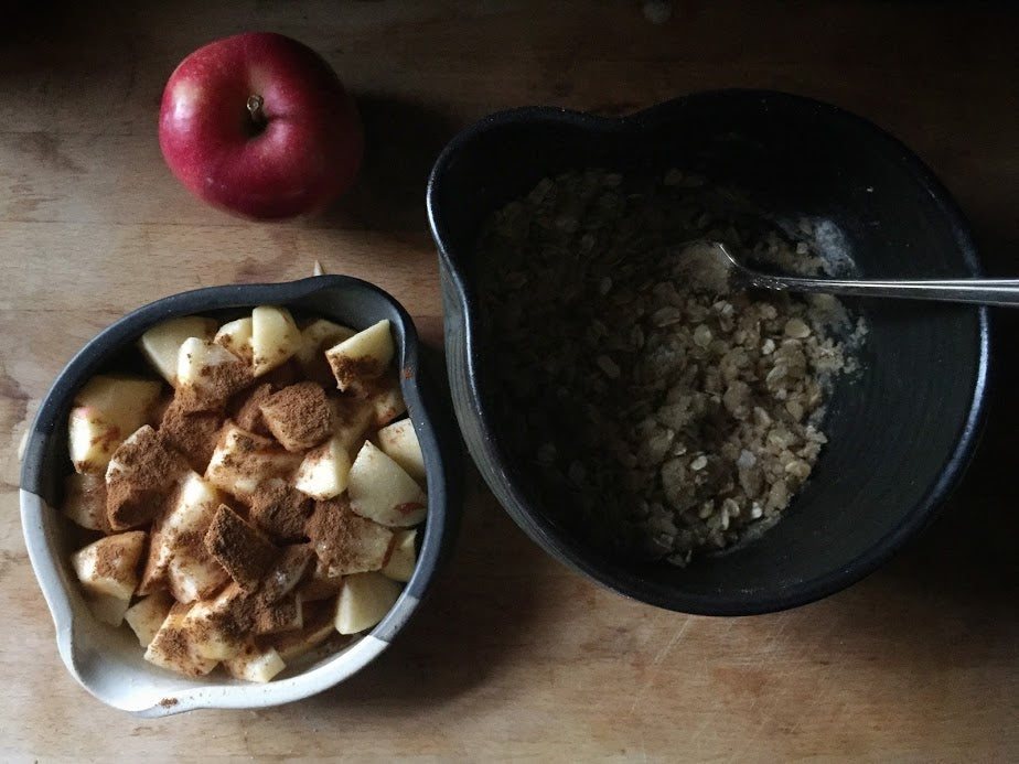 Apple Crisp crumble topping in process