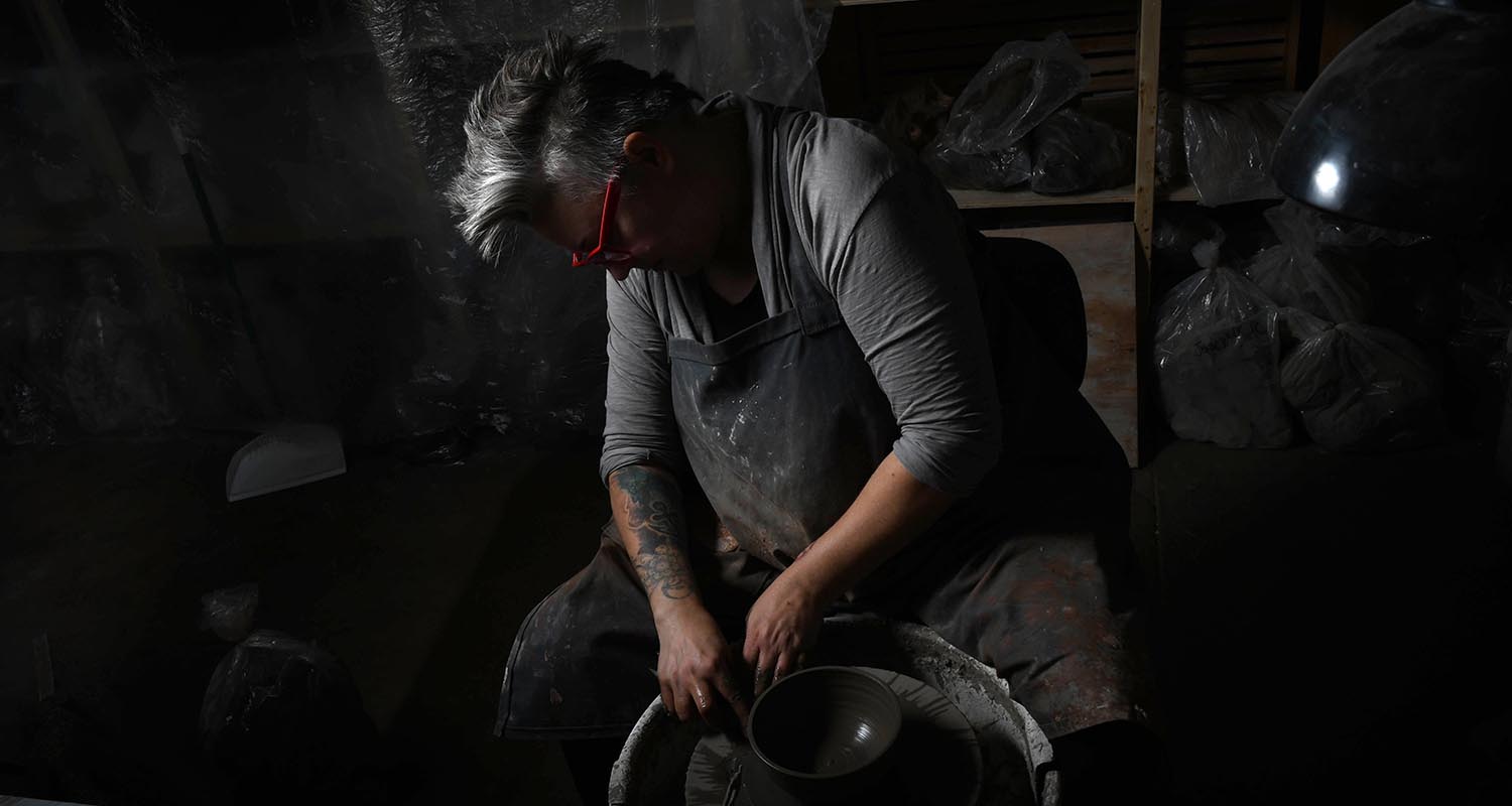 Meet the Maker - potter Rebecca Graves Prowse of Indianapolis Indiana working in the studio