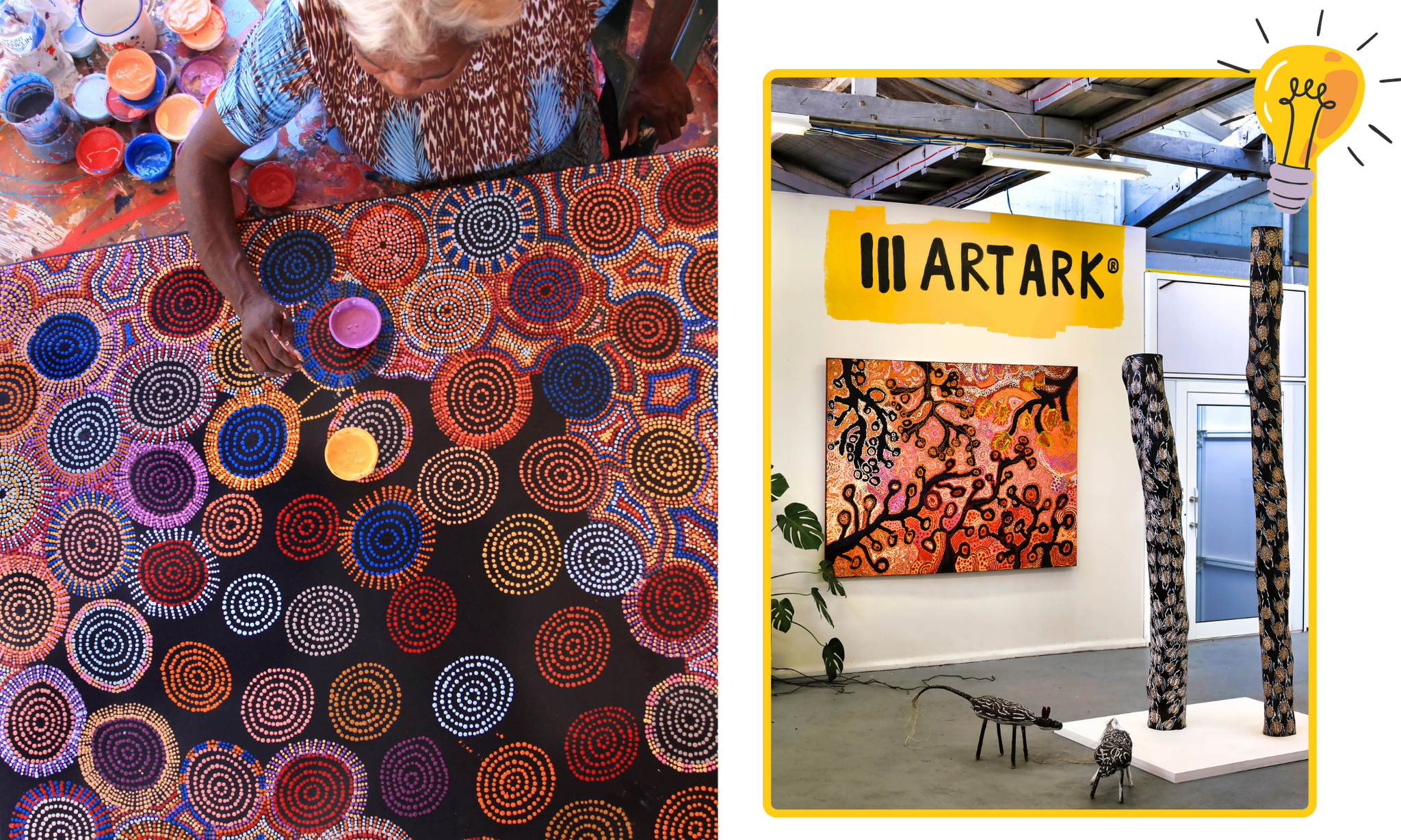 L'artiste autochtone Tina Martin peint et espace de bureau ART ARK