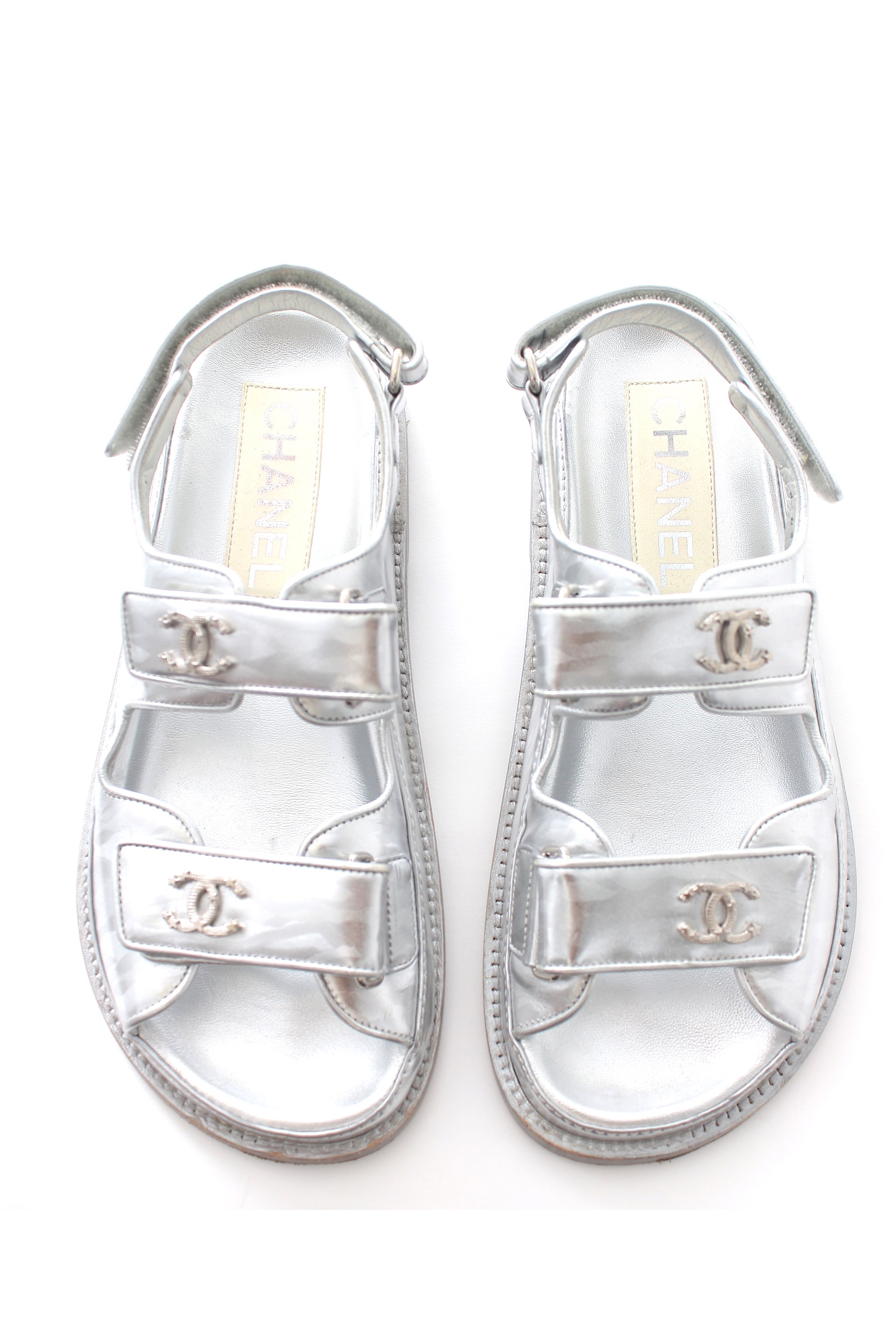Chanel Dad Sandals in Laminated Calfskin with Star CC Logo - Special E -  Closet Upgrade
