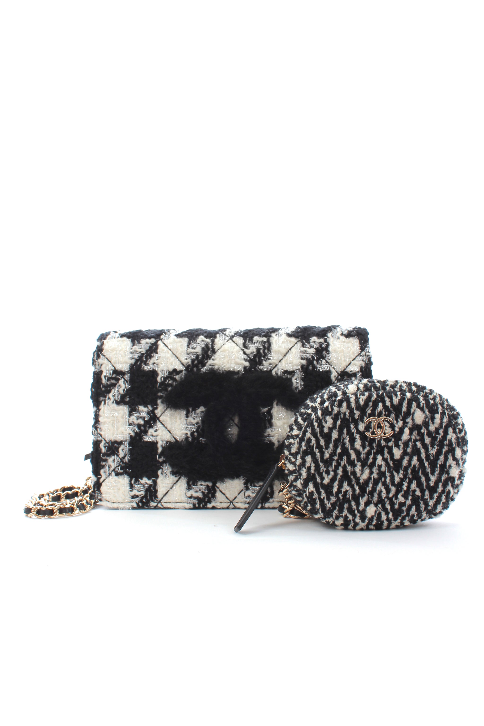 CHANEL PreOwned Houndstooth Boucle Classic Flap Shoulder Bag  Farfetch