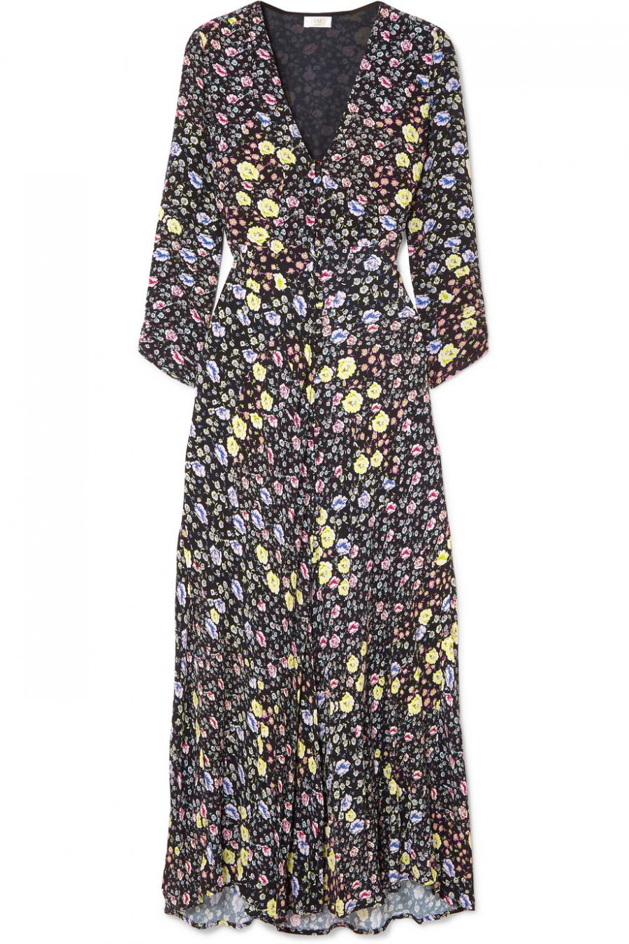 Rixo 'Katie' Micro-Floral Printed Crepe Midi Dress - Closet Upgrade