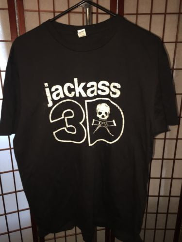 Jackass 3-D Skull Movie Promo Tshirt Black Adult Large XL | eBay