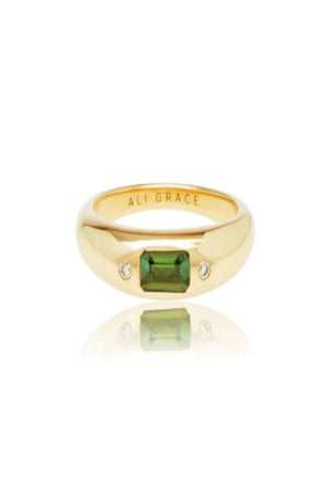 Green Tourmaline & Diamonds Mini Bubble Ring - Maison De Mode