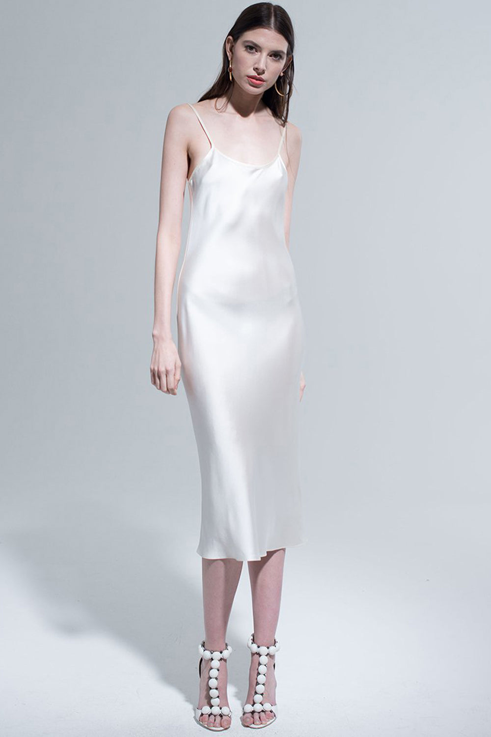 Midi Slip Dress in Ivory – Maison De Mode