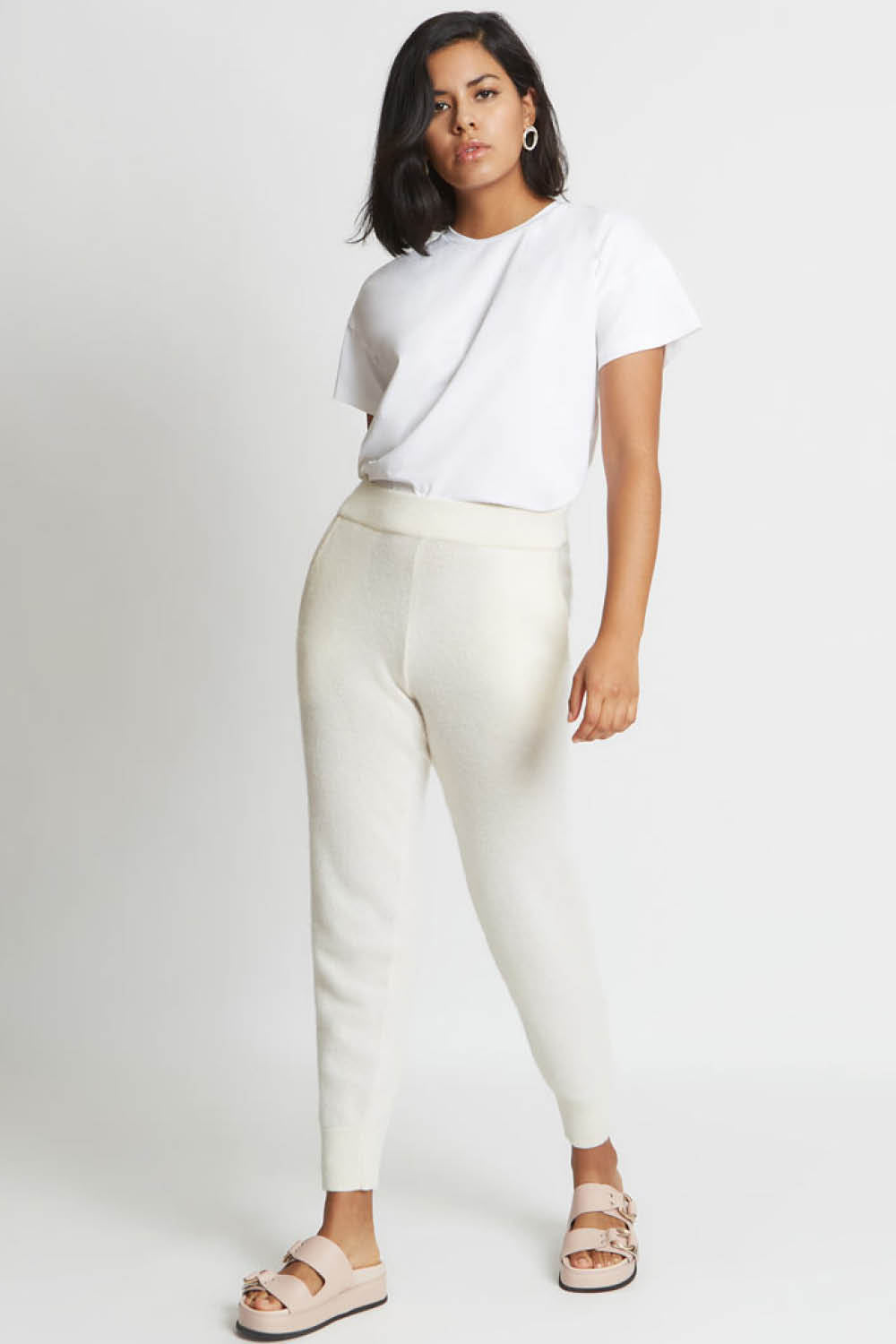 Addison Cashmere Track Pant in Sugar